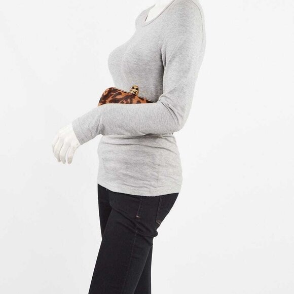 Alexander McQueen Leopard Print Pony Hair Skull Box Clutch Bag - Picture 3 of 8